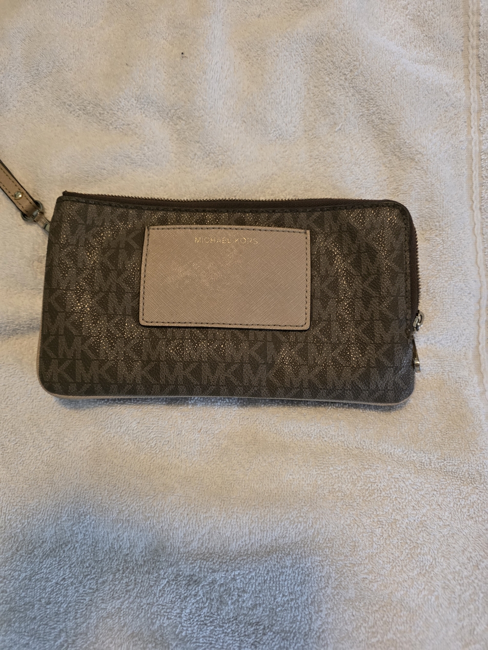 Michael Kors Brown and Beige Signature Wristlet